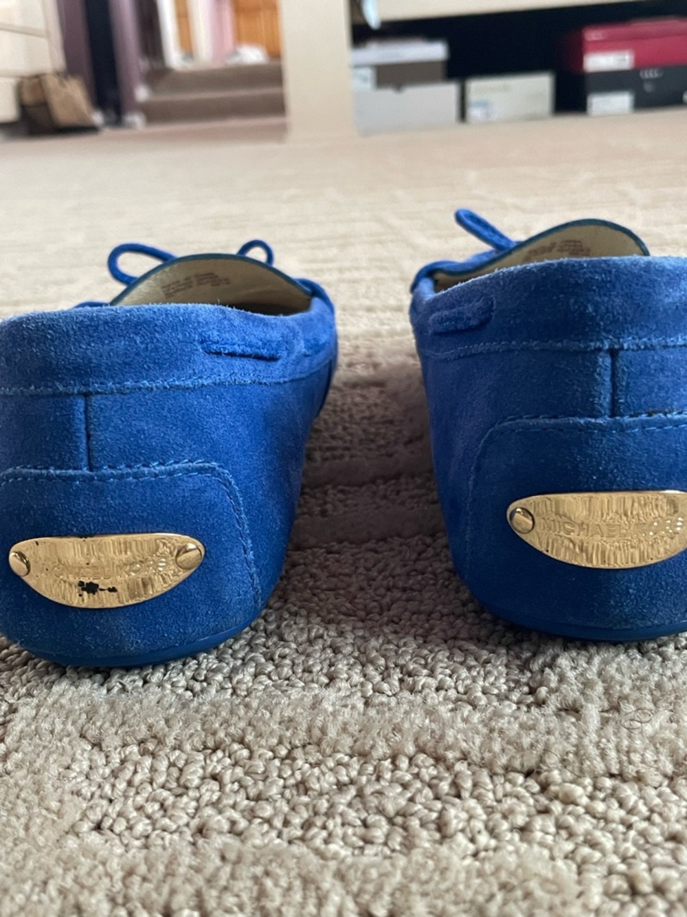 Michael Kors Royal Blue Suede Bow Moccasin Loafers - Picture 10 of 10